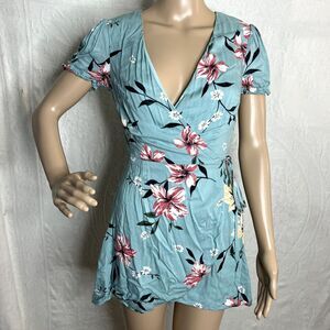 Tobi Blue Floral Wrap Tie Dress